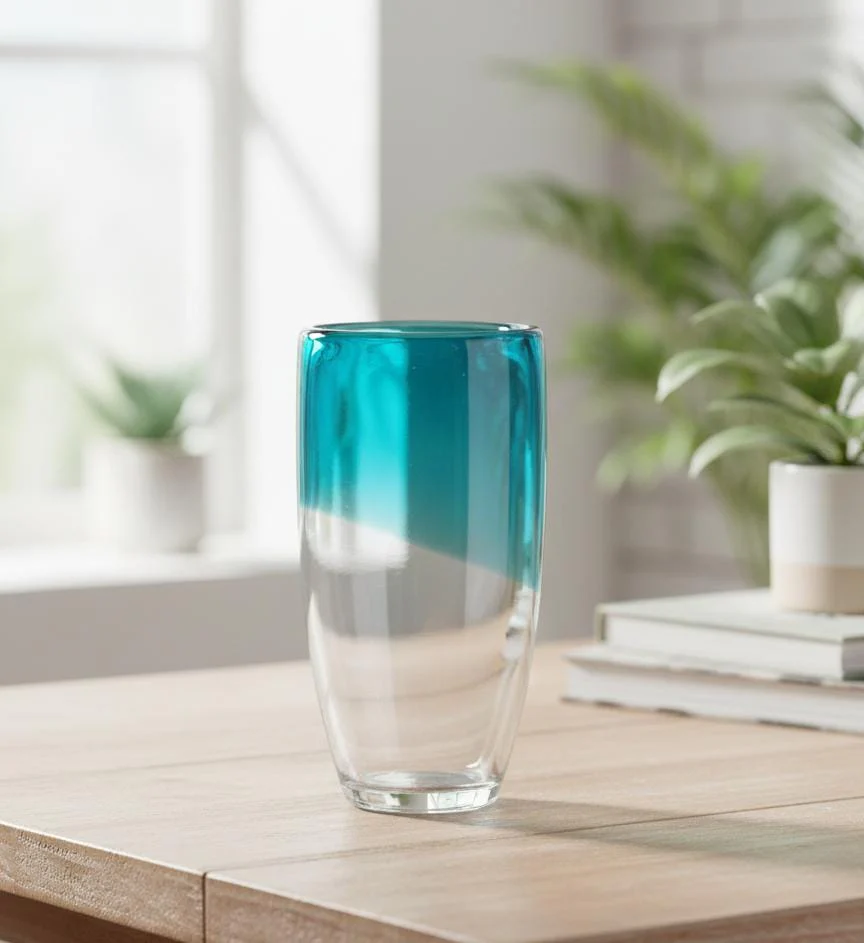 AKDC Transparent Glass Vase with Elegant Blue Tint – 24×12 cm - Image 2