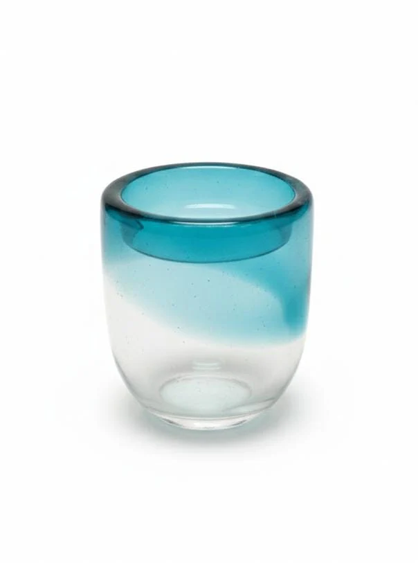 AKDC Transparent Glass Vase with Soft Blue Tint – Artistic Round Shape – 18×16 cm