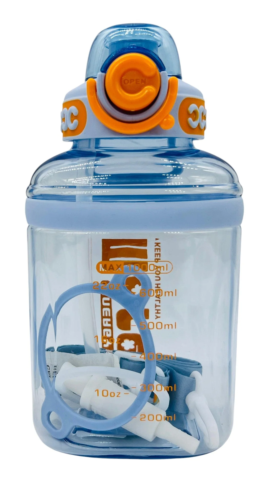 AKDC Transparent Plastic Water Bottle 1000ml, Lavender
