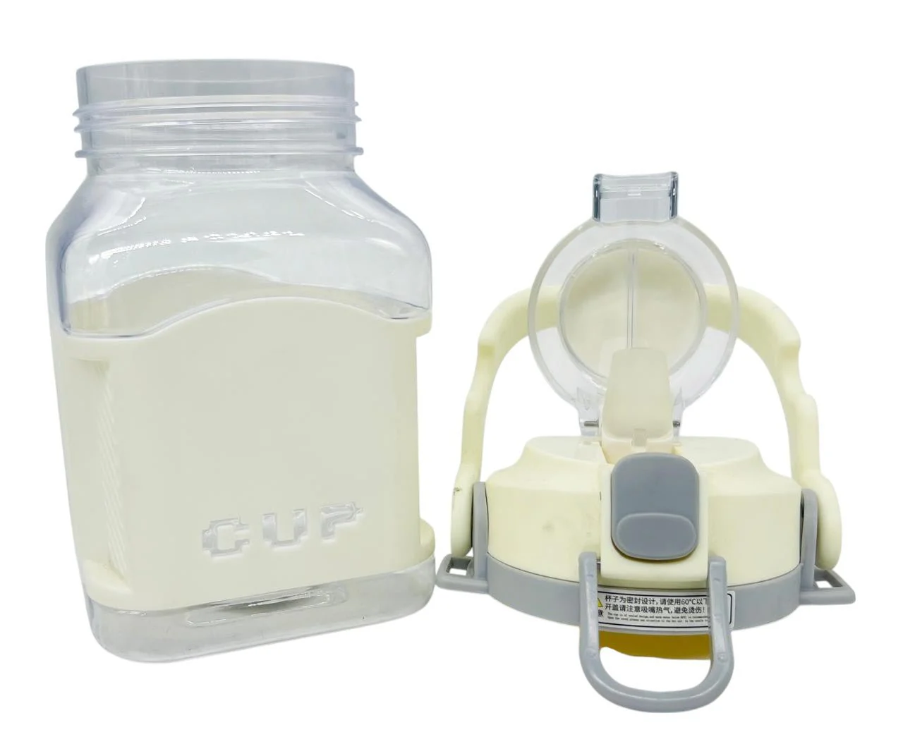 AKDC Transparent Plastic Water Bottle 1000ml, White - Image 2