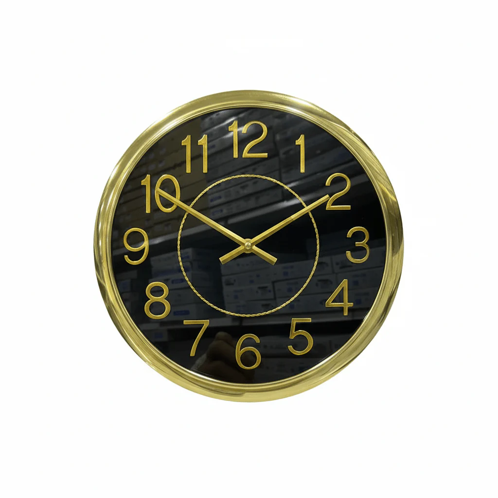 AKDC Classic Wall Clock 29cm – Gold & Black Dial with Bold Numerals | Quartz