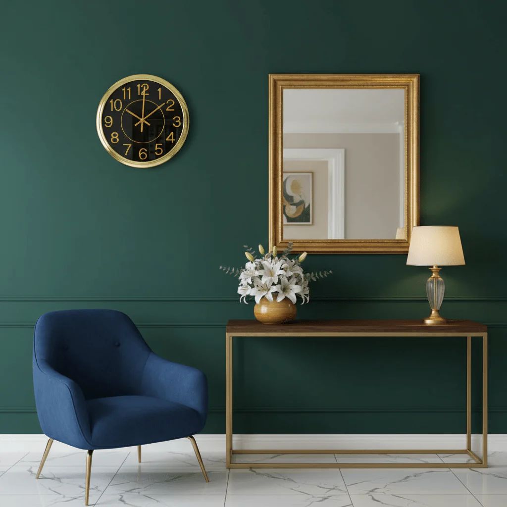 AKDC Classic Wall Clock 29cm – Gold & Black Dial with Bold Numerals | Quartz - Image 2