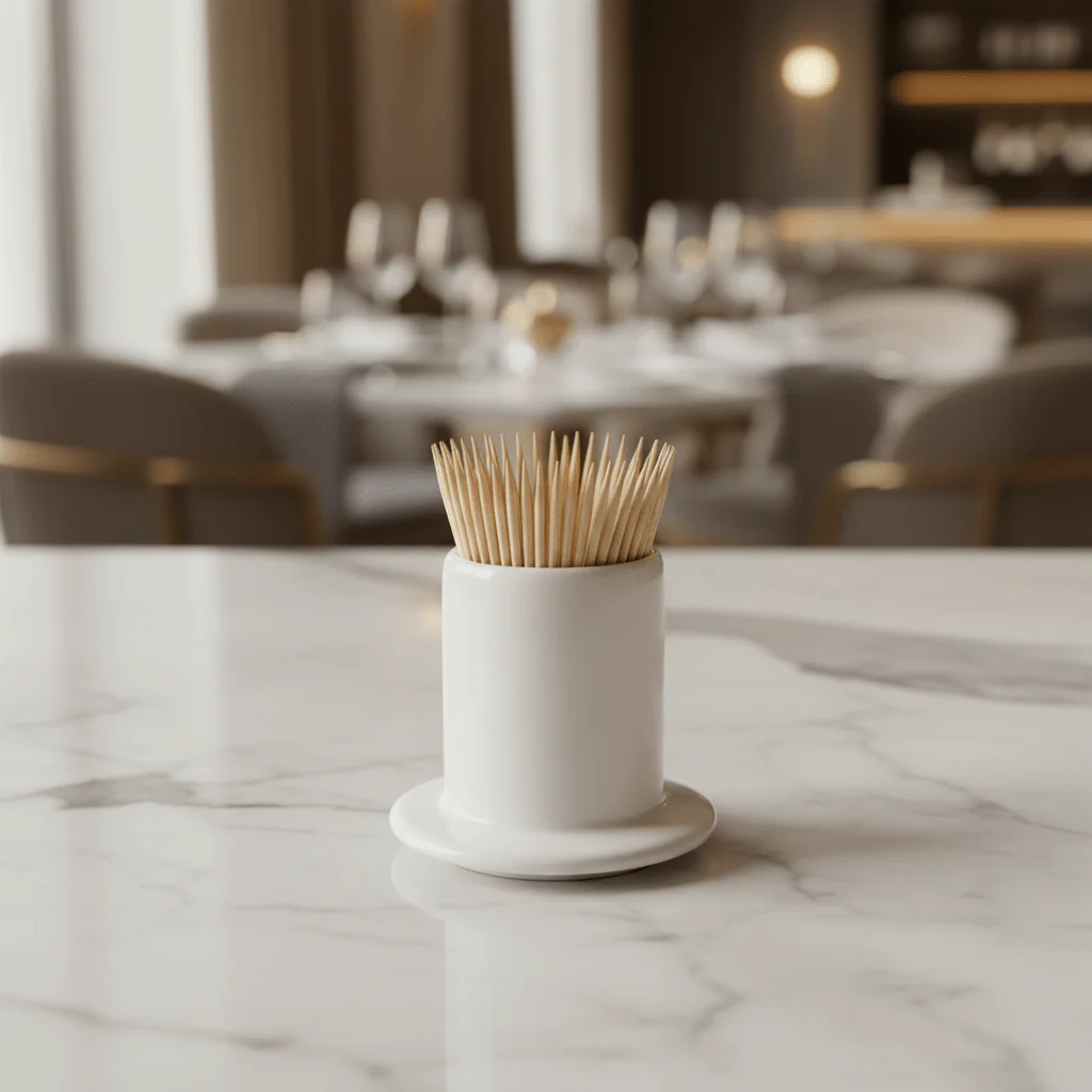 AKDC White Ceramic Toothpick Holder – 3 Inch Compact Tabletop Accessory for Home, Café & Restaurant Use - Image 2