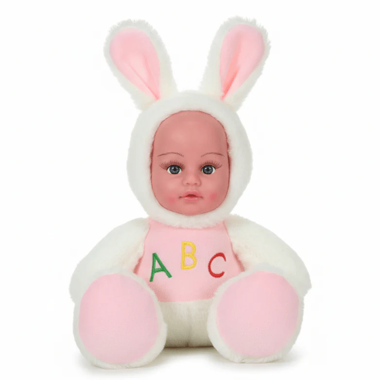 AKDC White Doll Soft Plush Toy 25cm Cute Stuffed Doll Toy Gift for Kids Girls Birthday Present