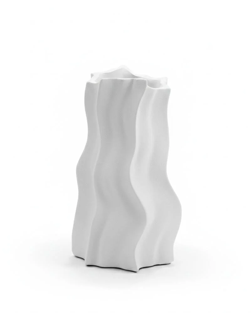 AKDC White Hard Plastic Flower Vase – Minimalist Contemporary Home Decor – 29×15 cm