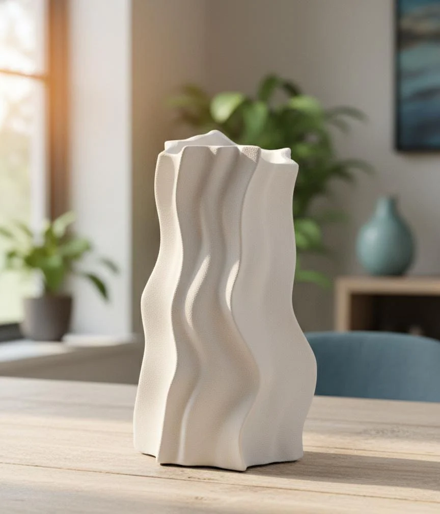 AKDC White Hard Plastic Flower Vase – Minimalist Contemporary Home Decor – 29×15 cm - Image 2
