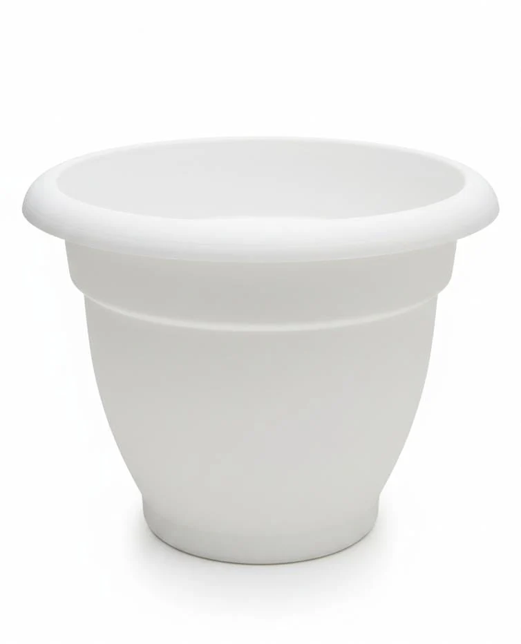 AKDC White Large Plastic Plant Pot – Tall Decorative Round Planter – 23×27 cm