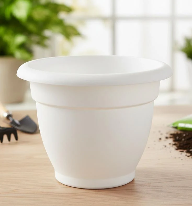 AKDC White Large Plastic Plant Pot – Tall Decorative Round Planter – 23×27 cm - Image 2