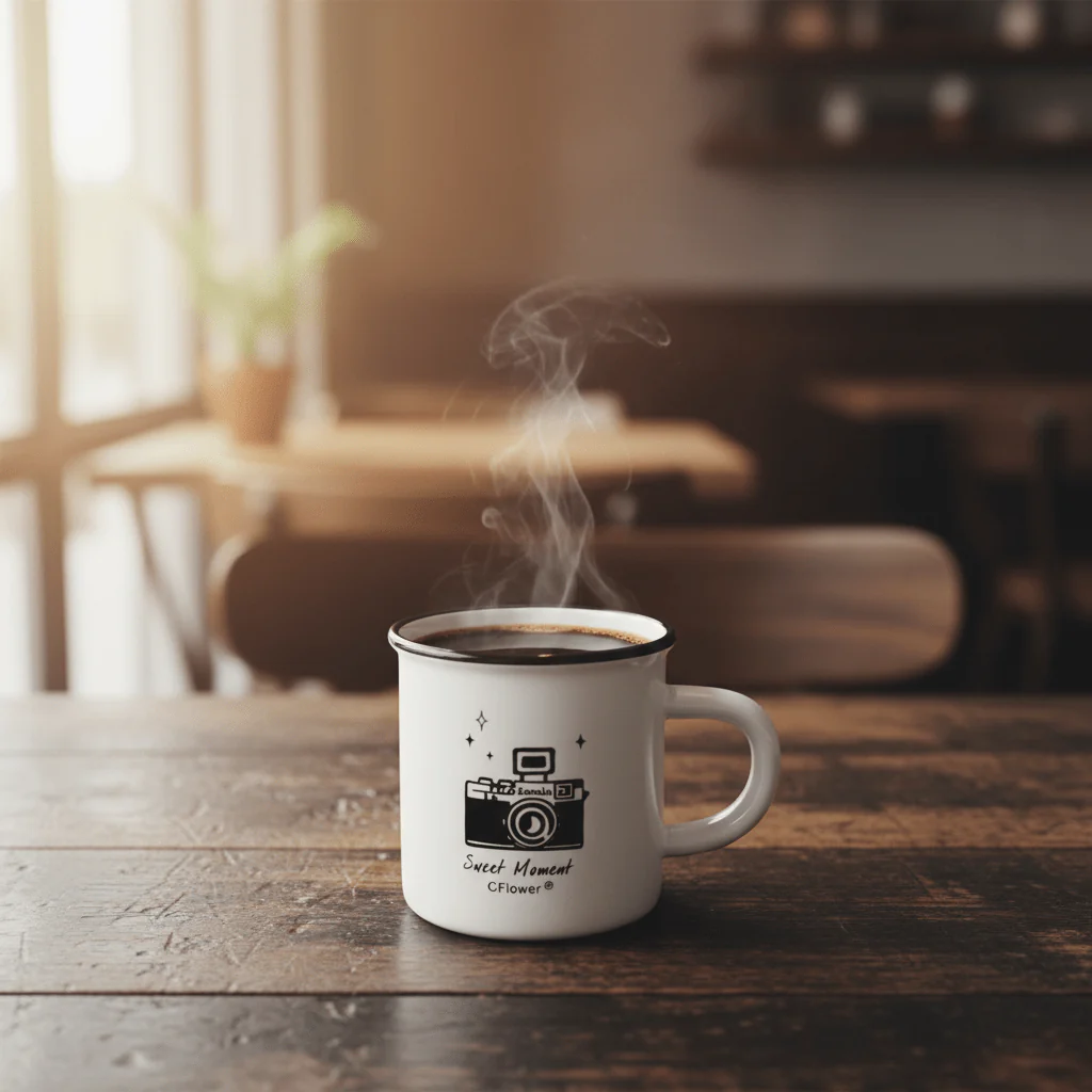 AKDC White Porcelain Mug with Black Camera Design for Coffee, Tea & Decorative Use – 80ml - Image 2