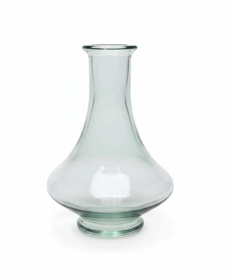 AKDC Wide Transparent Glass Vase – 26×20 cm Modern Decorative Centerpiece