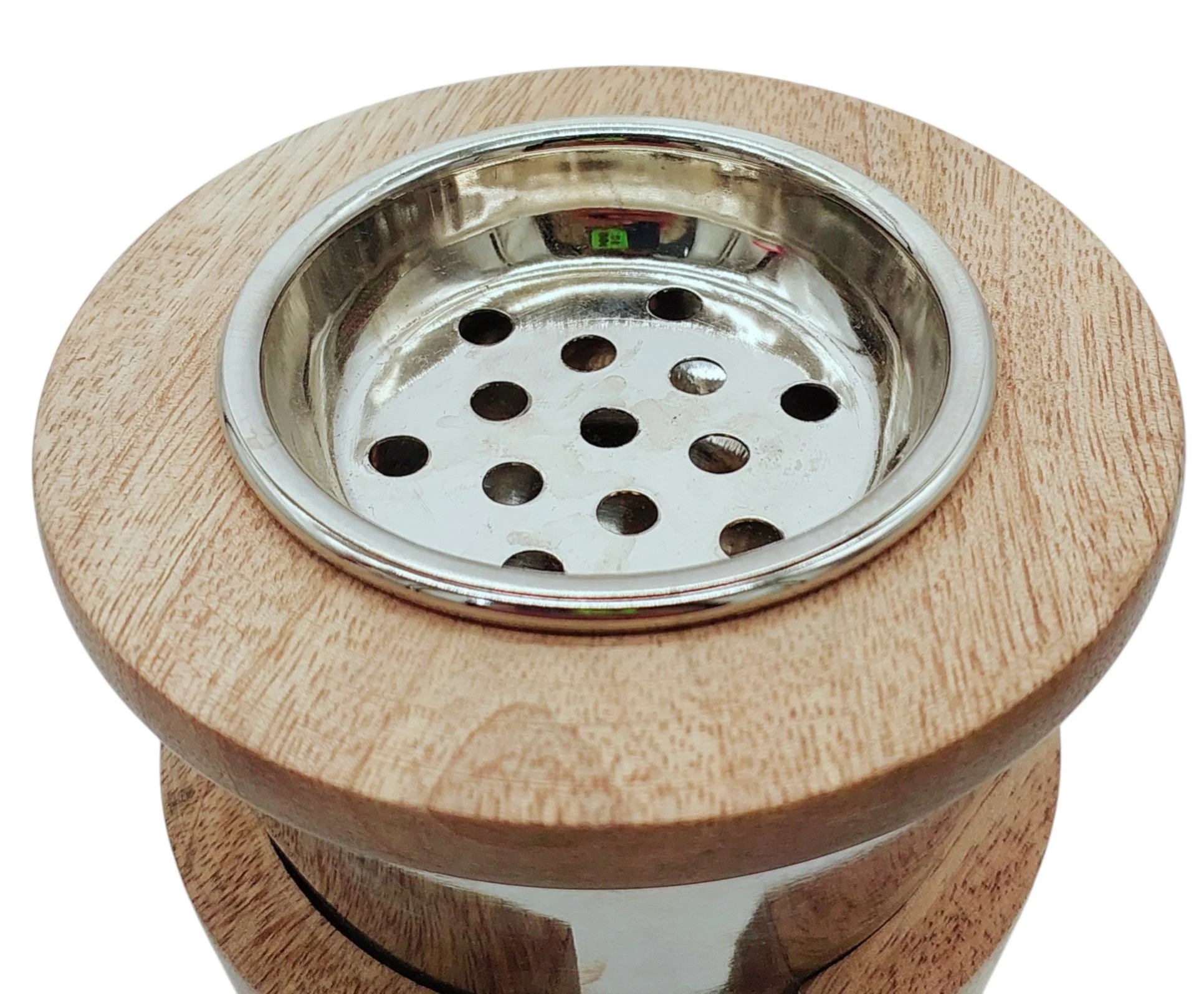 AKDC Wooden and Metal Incense Burner 11cm*15cm, Silver/Wood, BD32103 - Image 2