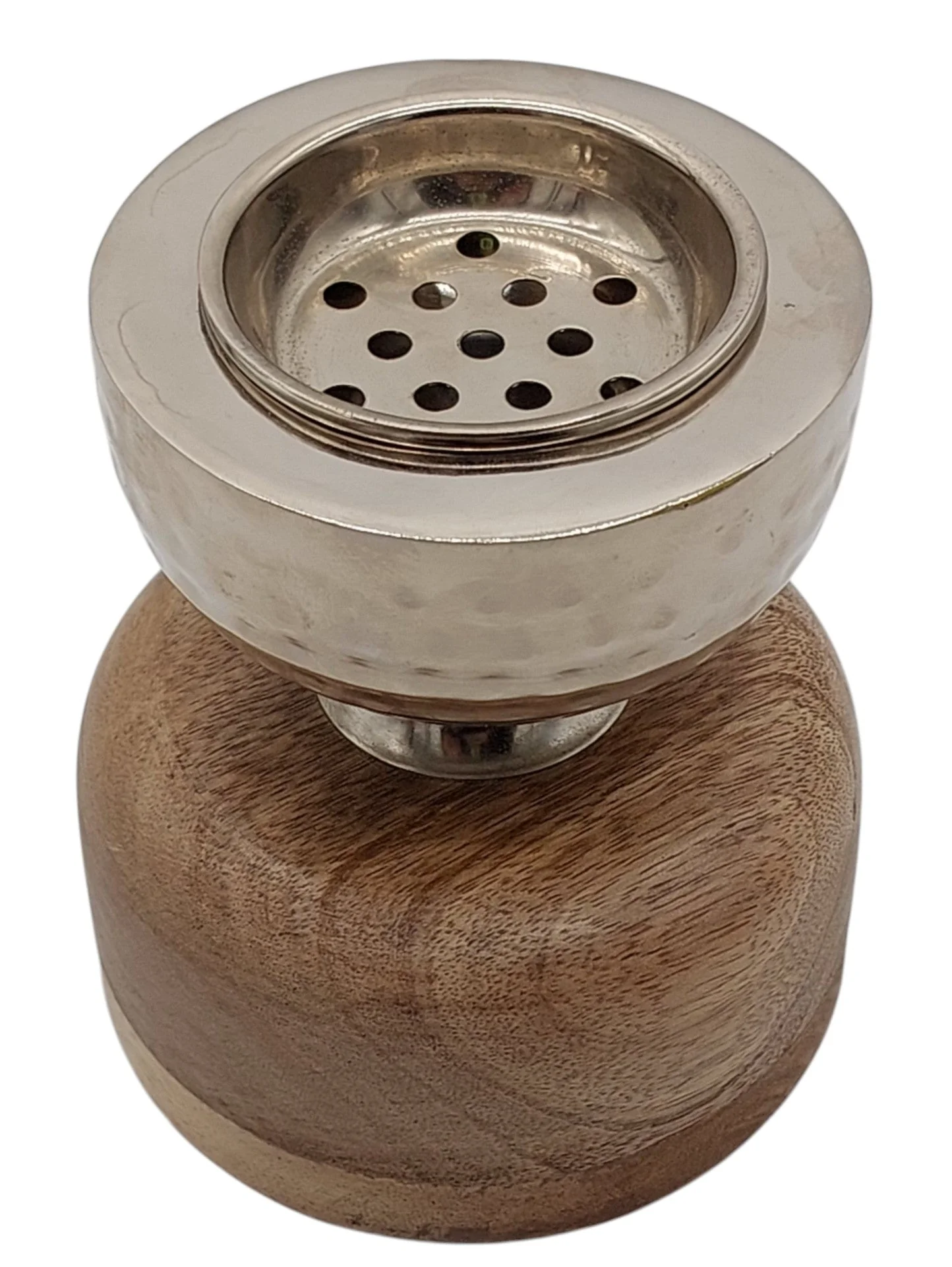 AKDC Wooden and Metal Incense Burner 12cm*13cm, Silver/Wood, BD32100S - Image 3