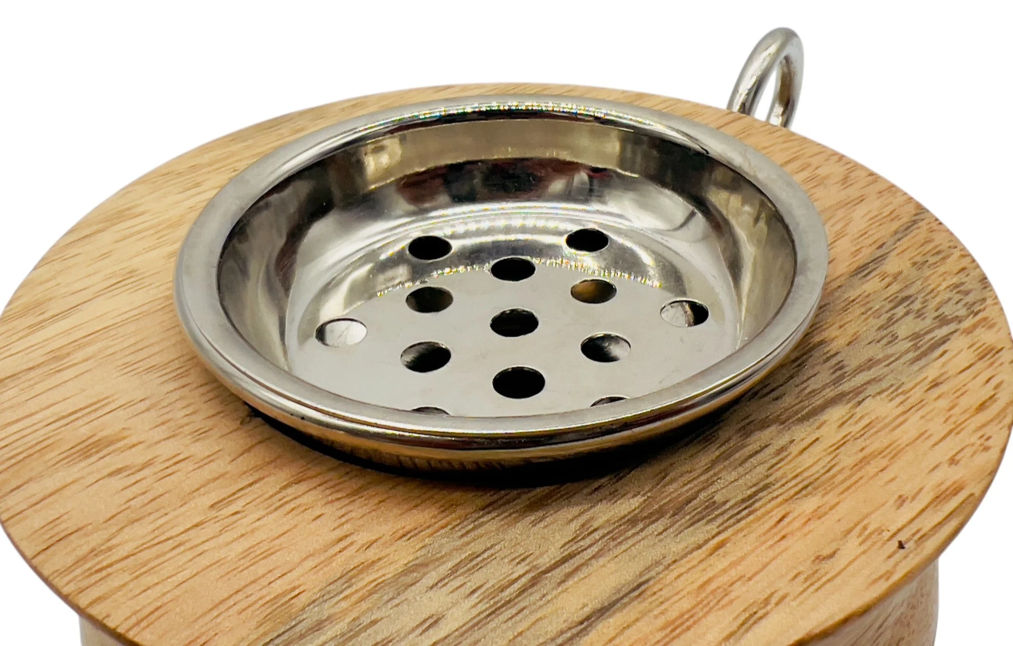 AKDC Wooden and Metal Incense Burner 12cm*9cm, Silver, BD32101 - Image 2