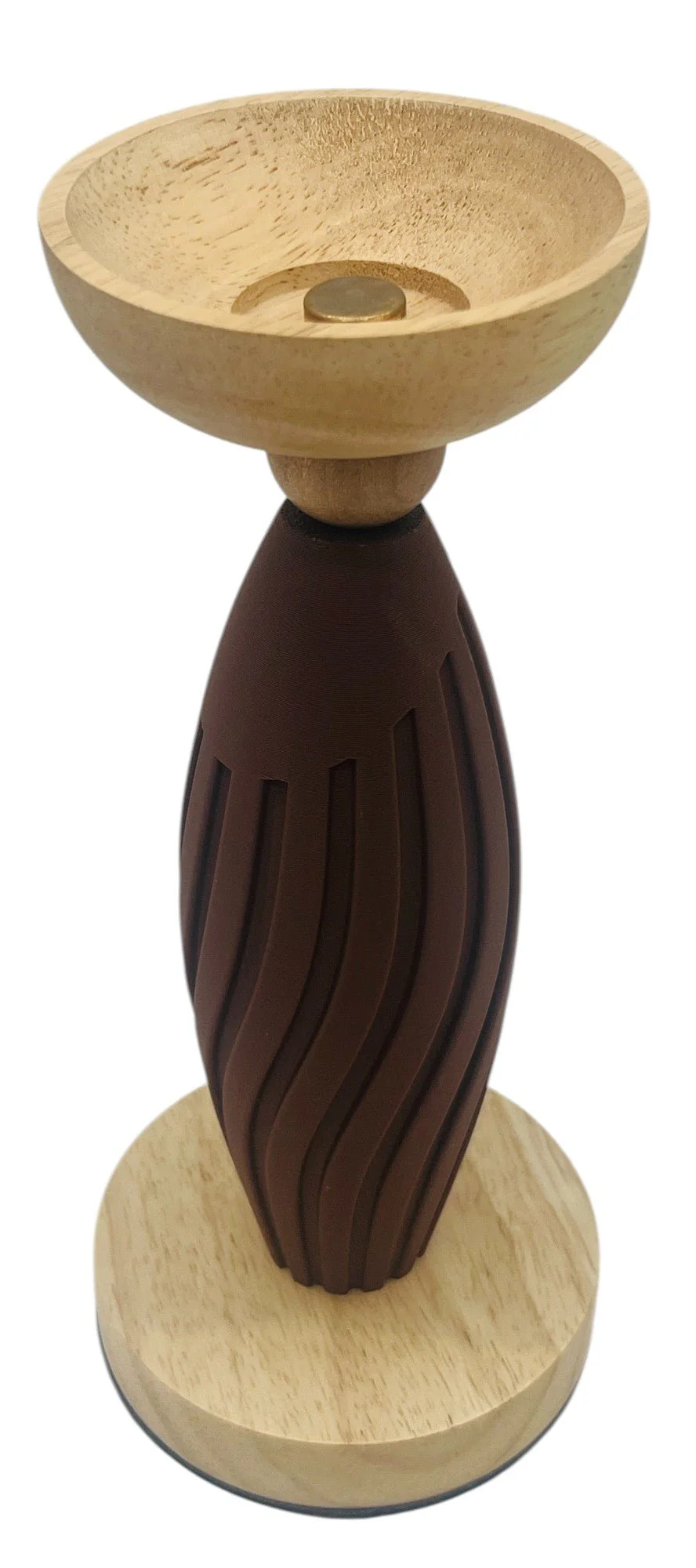 AKDC Wooden and Plastic Candle Holder 23cm*10cm, Brown - Image 2