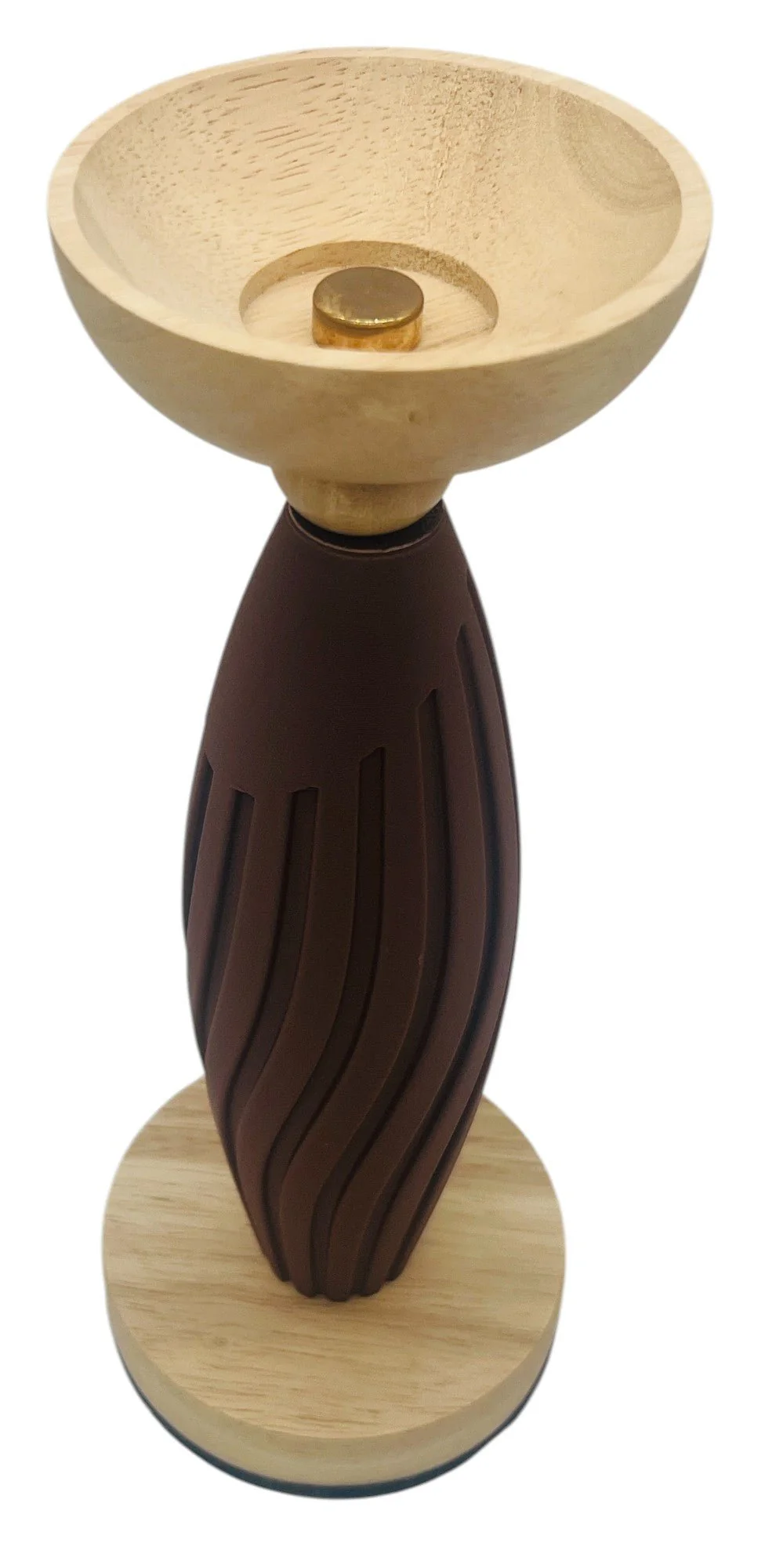 AKDC Wooden and Plastic Candle Holder 26cm*10cm, Brown - Image 2