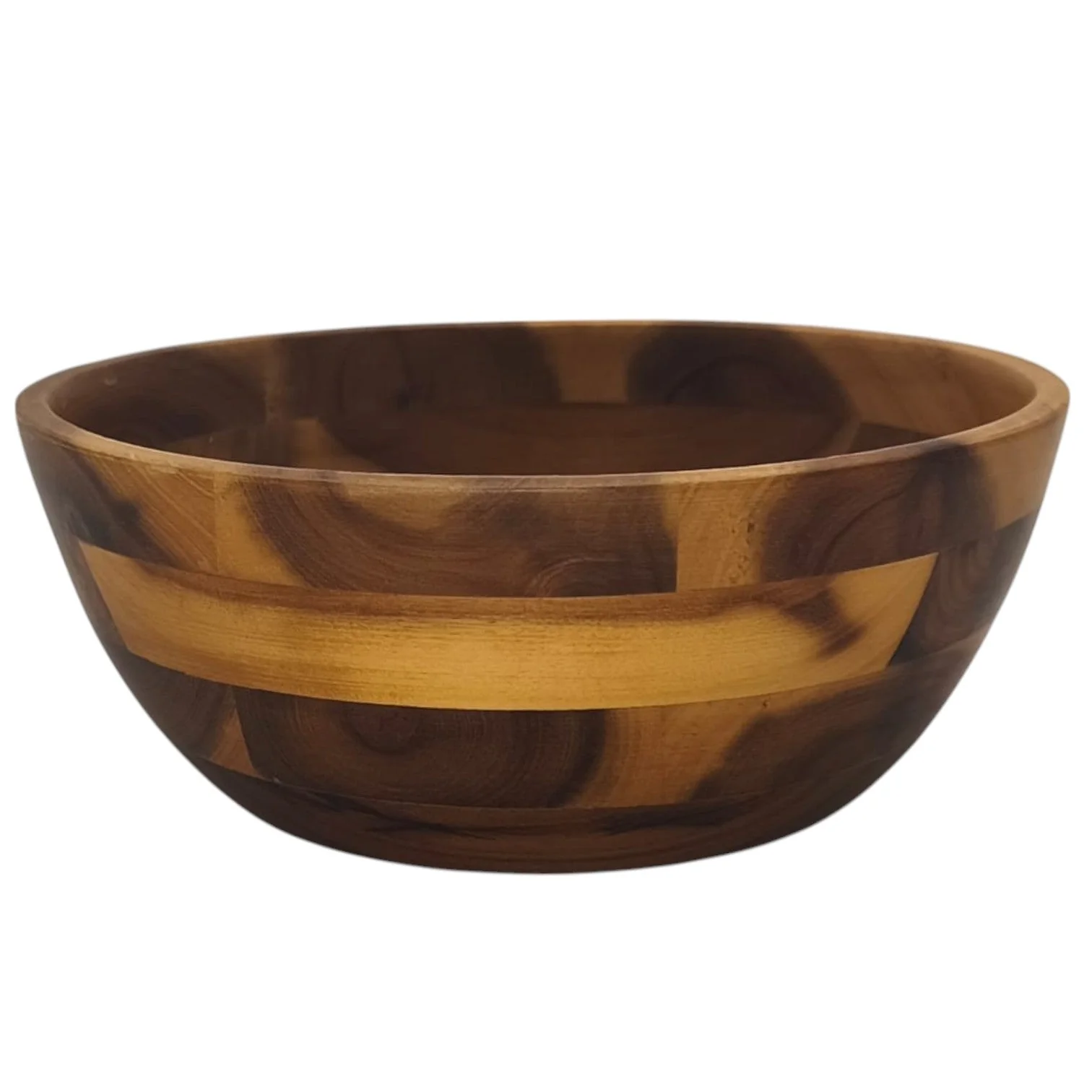 AKDC Wooden Salad Bowl Wooden Serving Bowl Round Soup Bowl for Fruits Salads Pasta Snack Decoration-20cmX8cm - Image 2