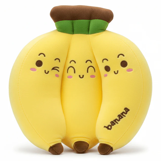 AKDC Yellow Banana Soft Plush Toy 25cm Fun Fruit Plush Stuffed Toy Gift for Kids Home Decor