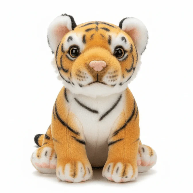 AKDC Yellow & Black Tiger Plush Toy 25cm Soft Stuffed Animal Jungle Cat Toy Gift for Kids