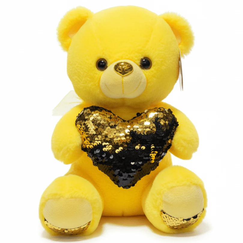 AKDC Yellow Color Teddy Bear Soft Plush Toy – 30 cm Stuffed Animal for Kids