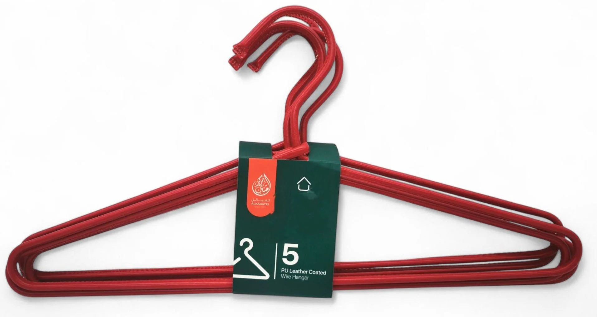 Al Kabayel Pu Leather Coated Wire Hangers  Set of 5 Red