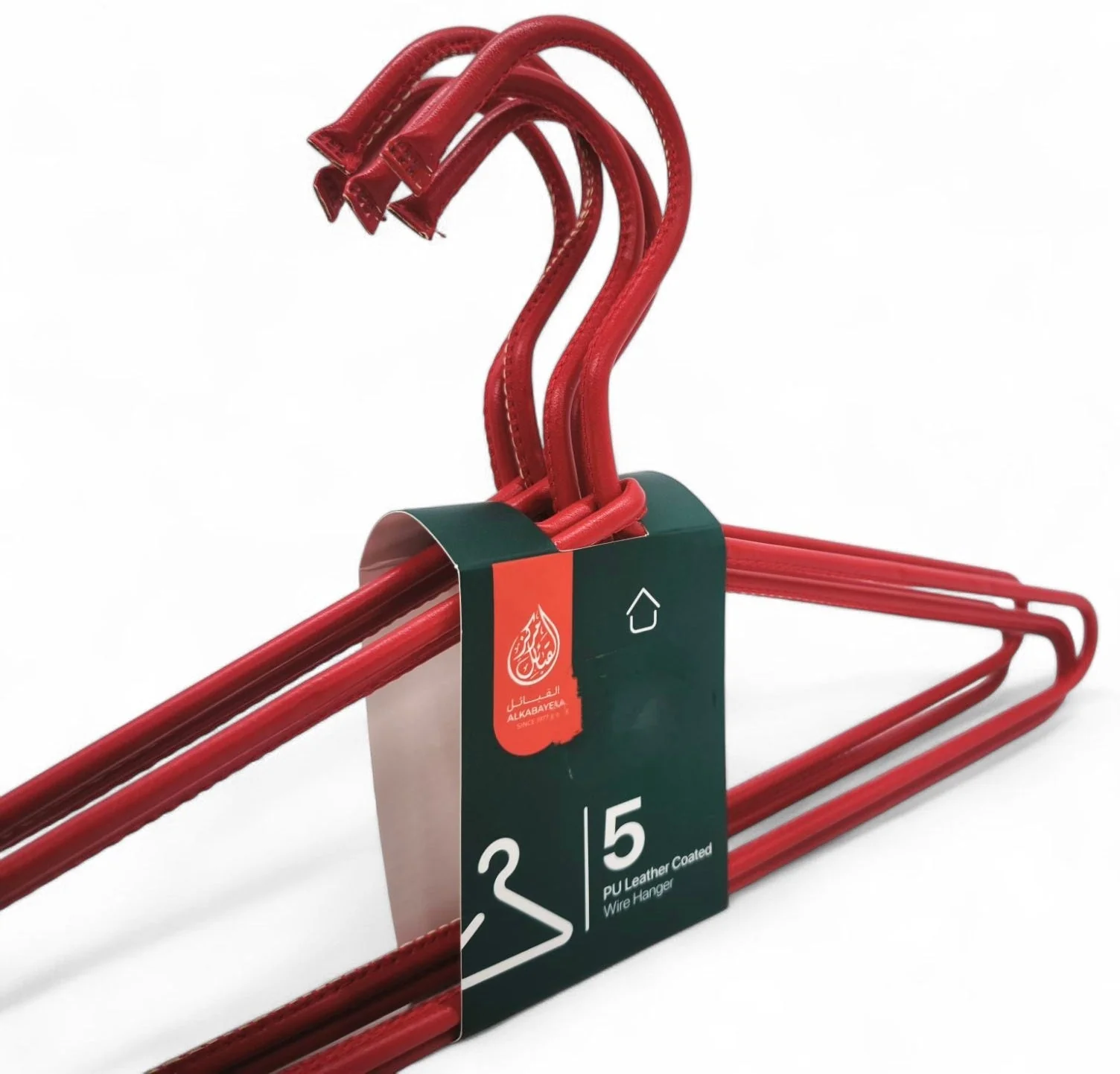 Al Kabayel Pu Leather Coated Wire Hangers  Set of 5 Red - Image 2