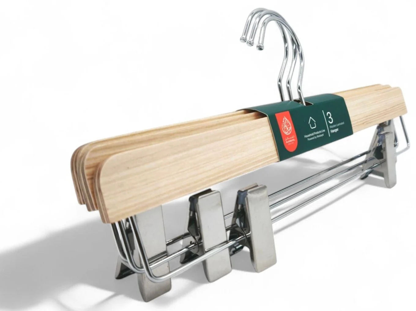 Al Kabayel Wooden Hangers With Clips 3-Pack - Image 2