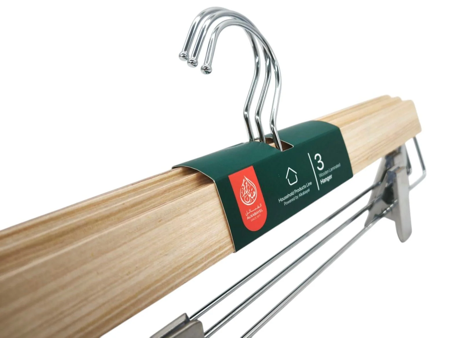 Al Kabayel Wooden Hangers With Clips 3-Pack - Image 3