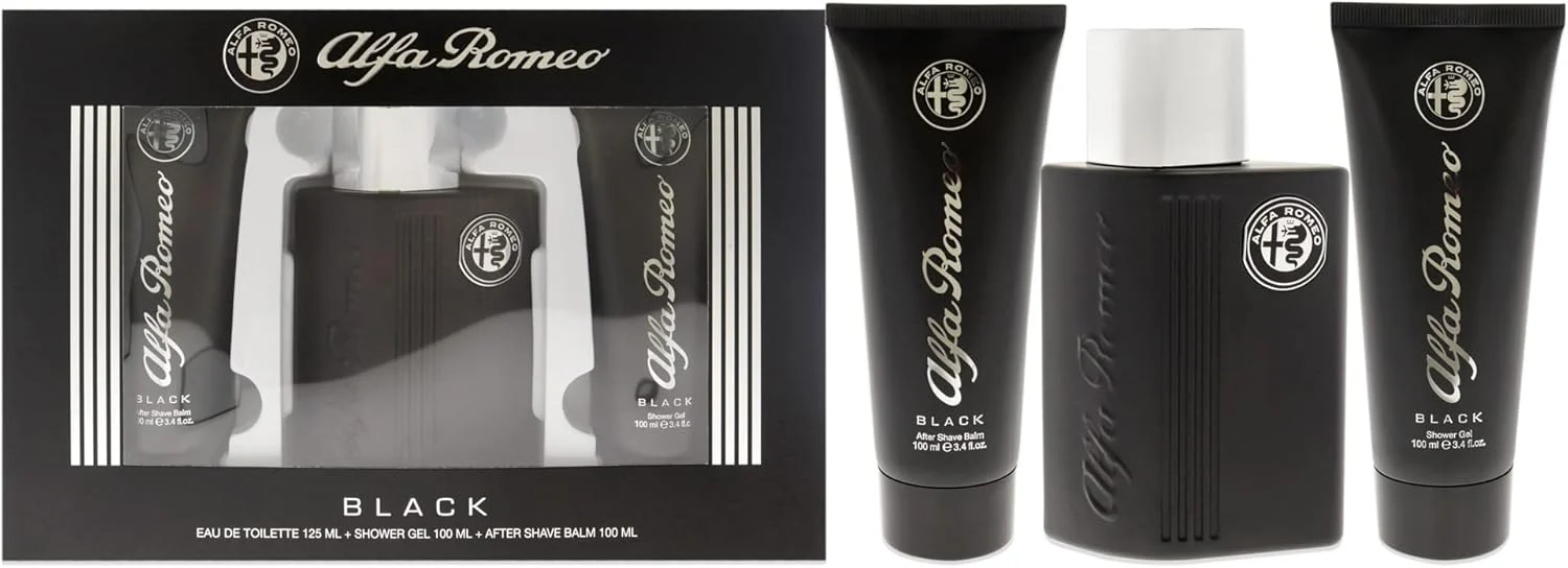 Alfa Romeo Alfa Romeo Black 4.2 oz EDT Spray, 3.4oz Shower Gel, 3.4oz After Shave Balm Men 3Pcs Gift Set - Image 3