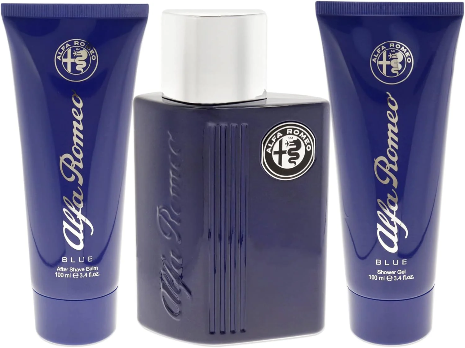 Alfa Romeo Alfa Romeo Blue 4.2 oz EDT Spray 3.4oz Shower Gel, 3.4oz After Shave Balm Men 3 Pc Gift Set (10034096)