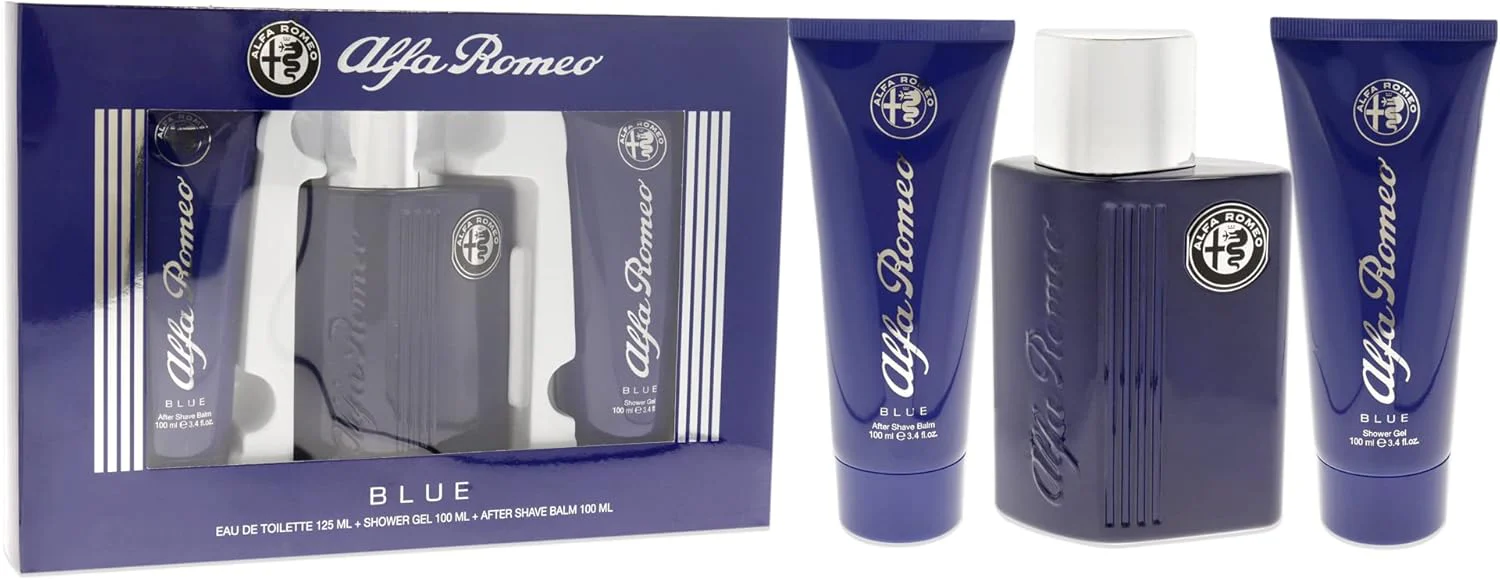 Alfa Romeo Alfa Romeo Blue 4.2 oz EDT Spray 3.4oz Shower Gel, 3.4oz After Shave Balm Men 3 Pc Gift Set (10034096) - Image 2