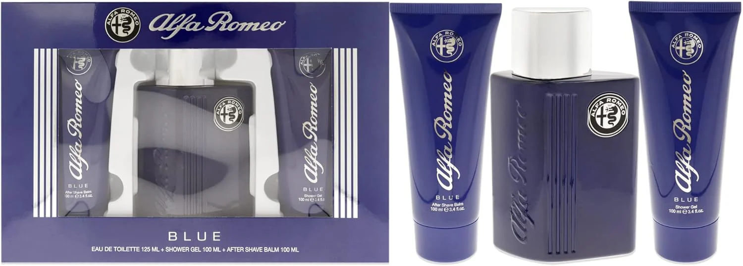 Alfa Romeo Alfa Romeo Blue 4.2 oz EDT Spray 3.4oz Shower Gel, 3.4oz After Shave Balm Men 3 Pc Gift Set (10034096) - Image 3