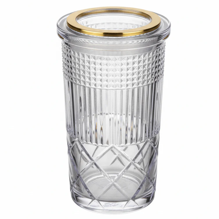 Alhoora Designer Round Airtight Acrylic Storage Canister – Transparent Body with Unique Decorative Pattern, Large Capacity 1200 ml