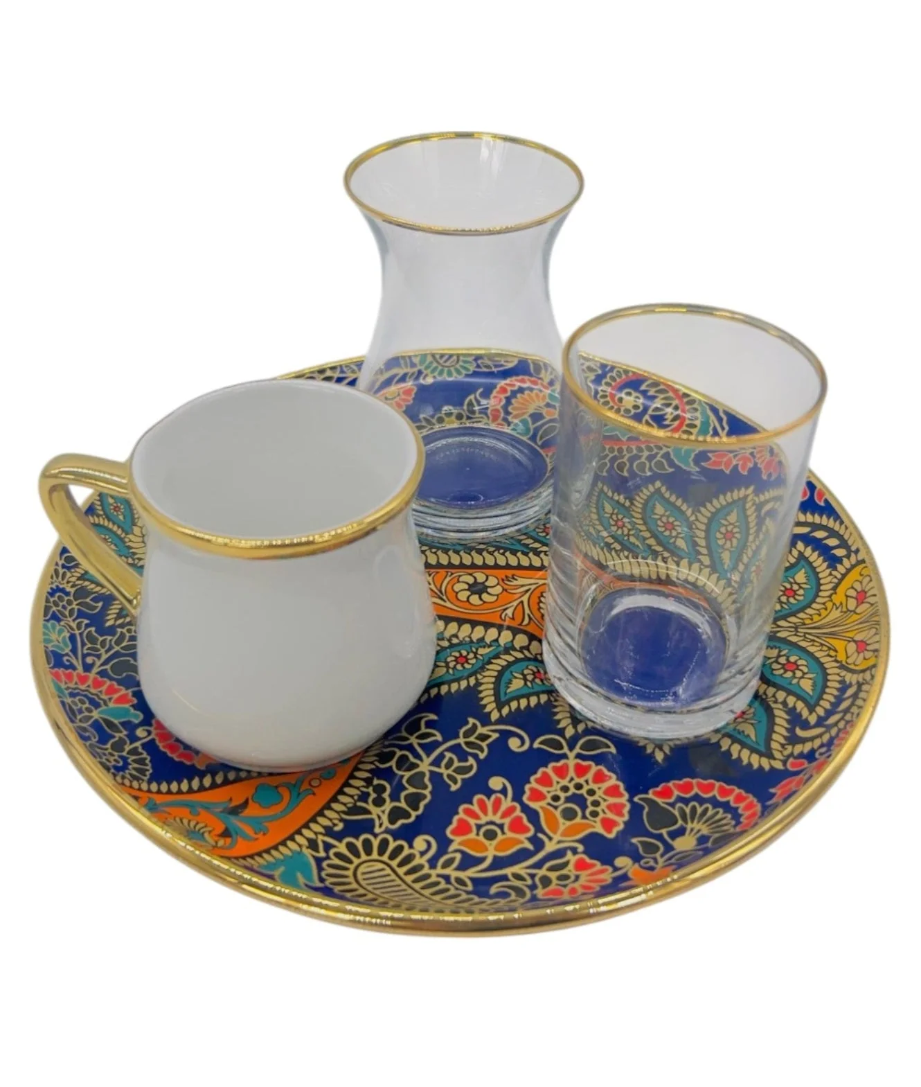 ALMARJAN 4pcs Coffee Set(2pcs Glass Cup 150ml, 1pc Ceramic Cup 10ml, 1pc Saucer)