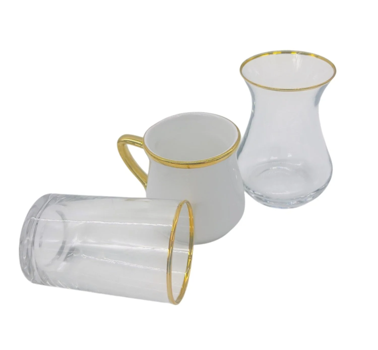 ALMARJAN 4pcs Coffee Set(2pcs Glass Cup 150ml, 1pc Ceramic Cup 10ml, 1pc Saucer) - Image 2