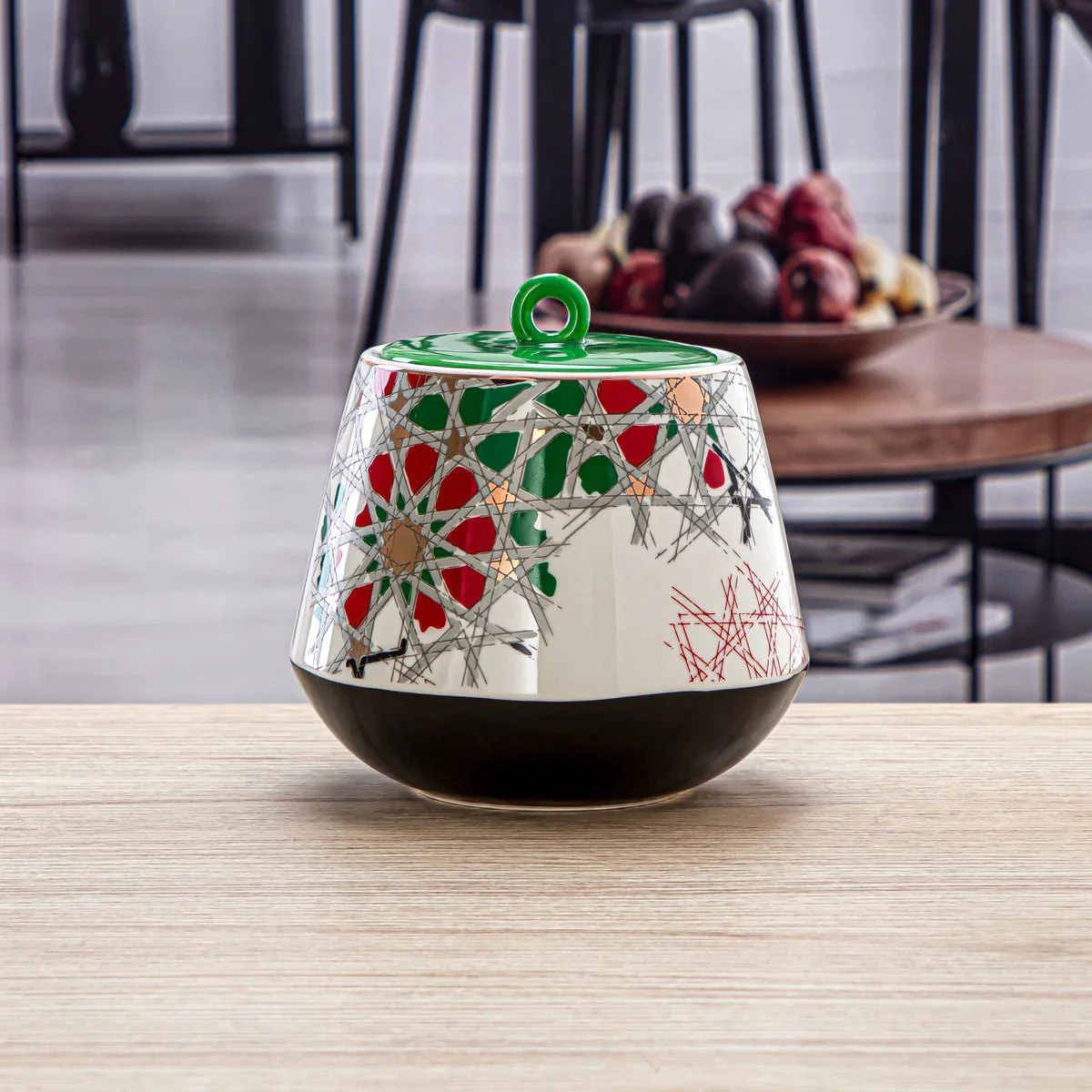 Almarjan Fonon Collection Porcelain Candy Jar 1200ml, UAE Flag Design-6748