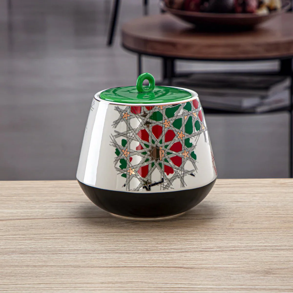 Almarjan Fonon Collection Porcelain Candy Jar 1200ml, UAE Flag Design-6748 - Image 2