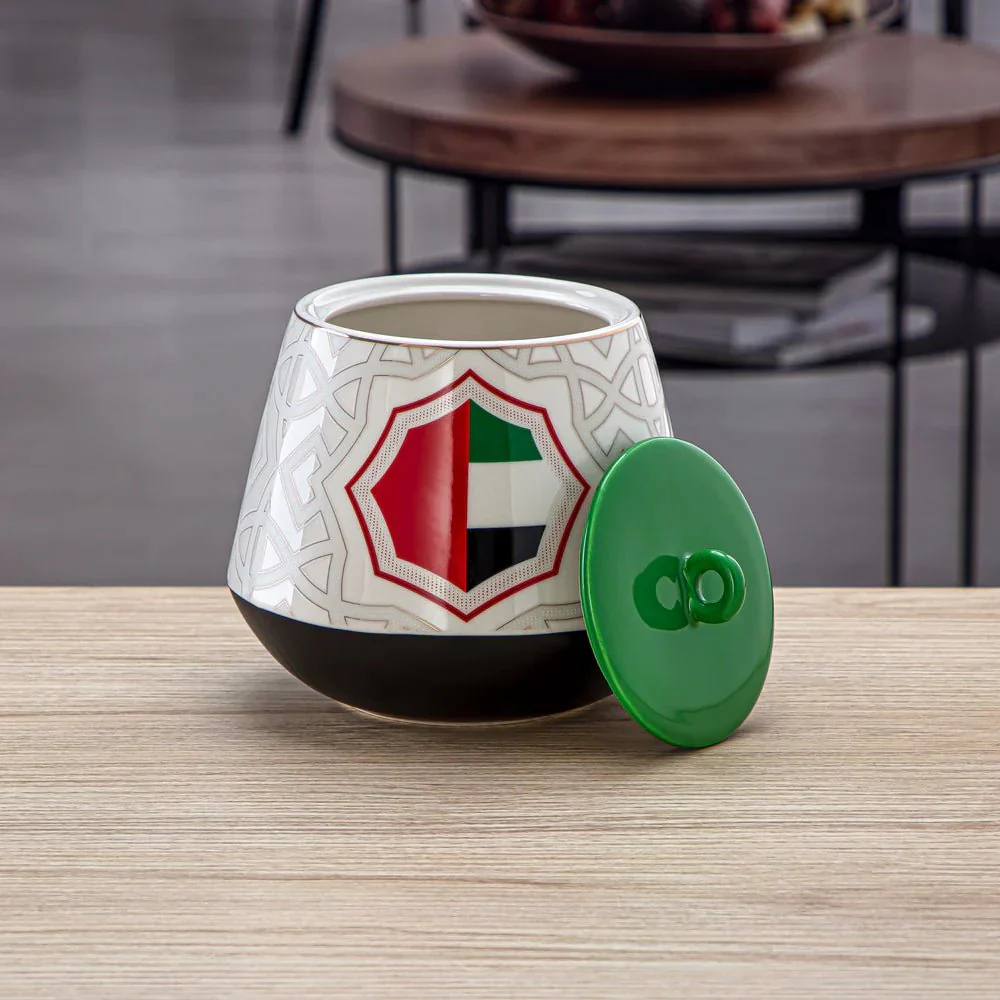 Almarjan Fonon Collection Porcelain Candy Jar 1200ml UAE Flag Design-7772 - Image 3