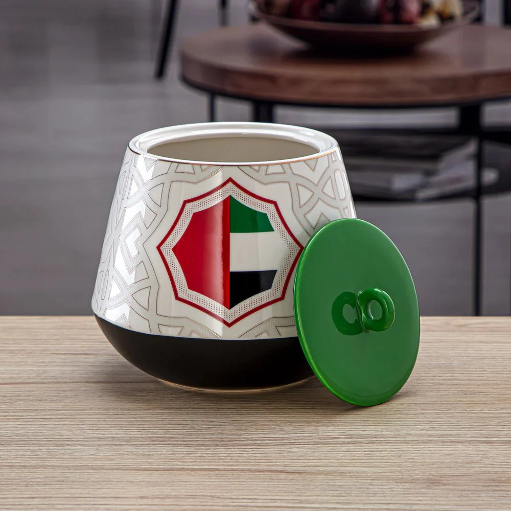 Almarjan Fonon Collection Porcelain Candy Jar 1800ml UAE Flag Design-7772 - Image 3