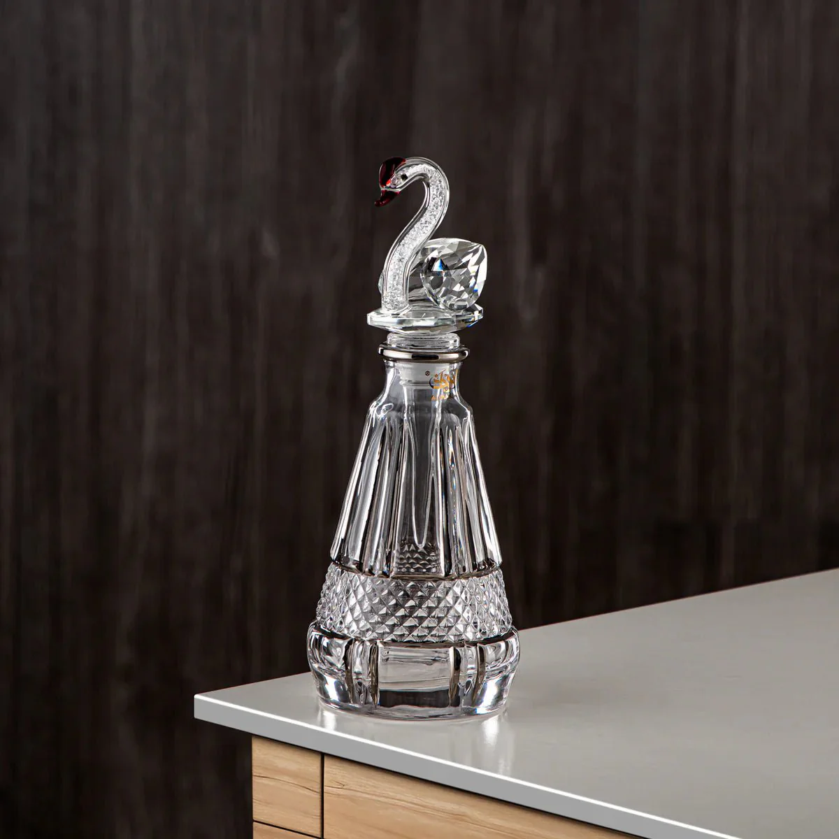 Almarjan Perfume Bottle 17 Tola(VR-D41-5-Silver) - Glass with Swan Knob