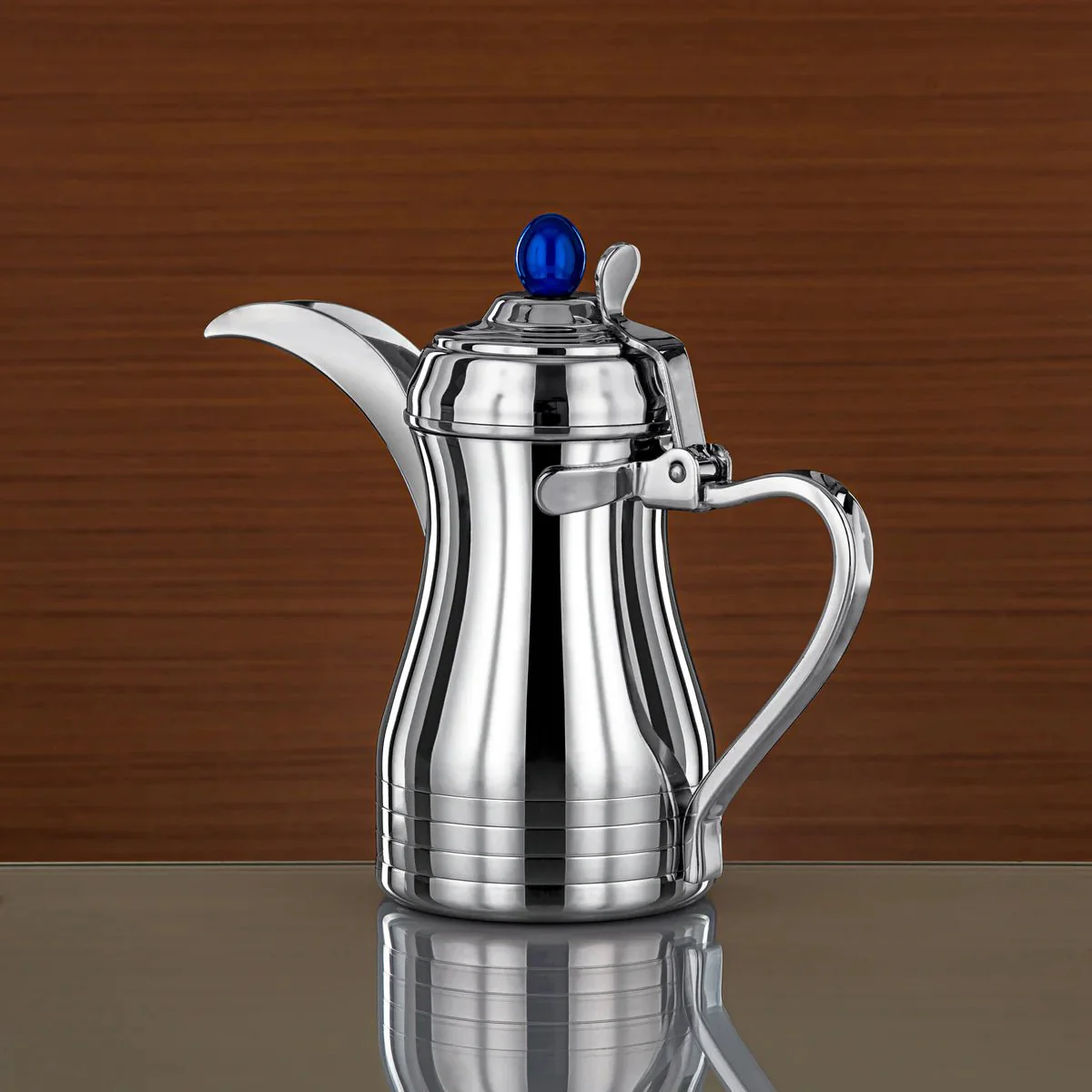ALMARJAN Stainless Steel Coffee Pot 36oz, Silver/Blue - Image 3