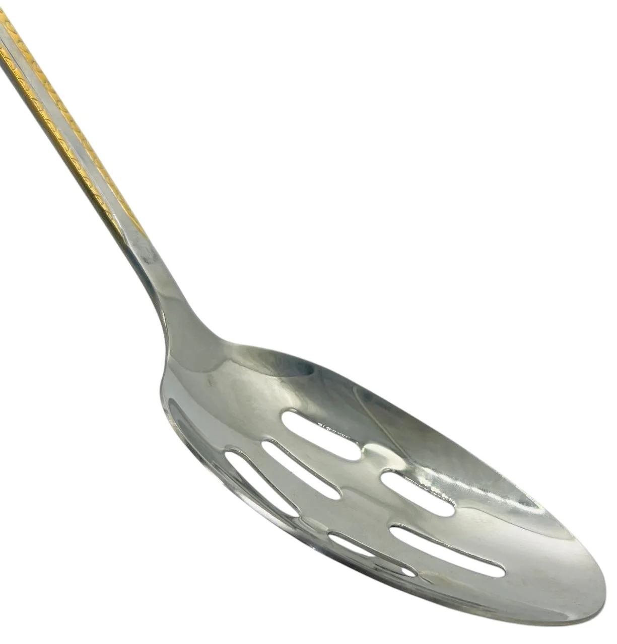 Almarjan Stainless Steel Slotted Spoon 36cm*7cm, Silver/Gold, CUT0010247 - Image 2