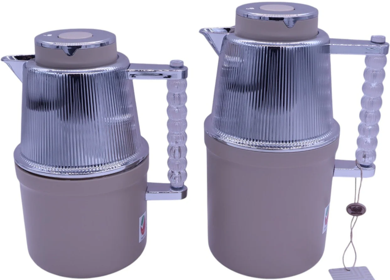 Almarjan Vacuum Flask 700Ml+1L Light Khaki Silver Plated