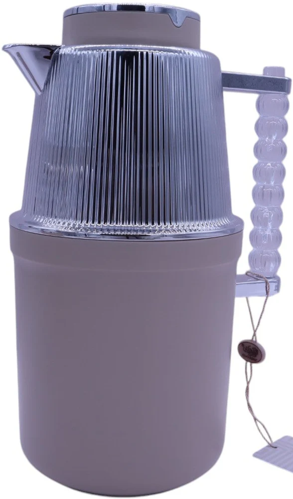 Almarjan Vacuum Flask 700Ml+1L Light Khaki Silver Plated - Image 2