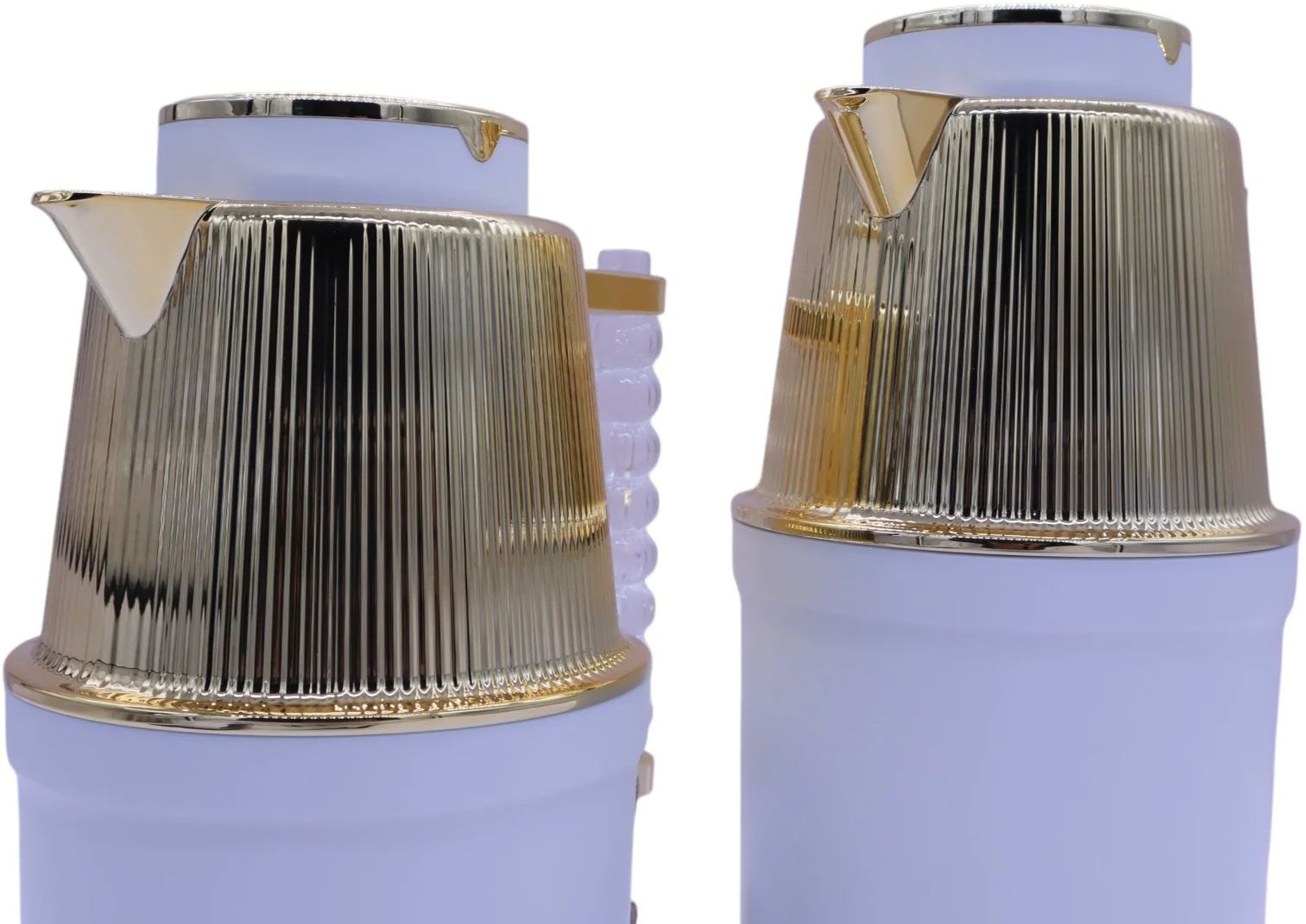 Almarjan Vacuum Flask 700Ml+1L White With Gold Plated - Image 3