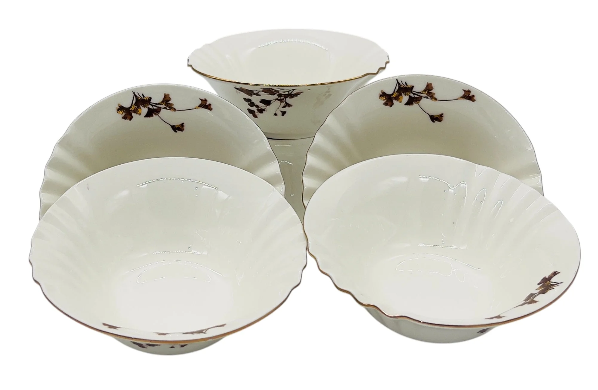 Angela 6pcs Ceramic Bowl Set 13.5cm*5cm, White and Floral Design
