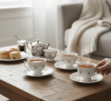 Angela DIP-34 6-Piece Floral Cup & Saucer Set – 200 ml (White Edition) - Image 2