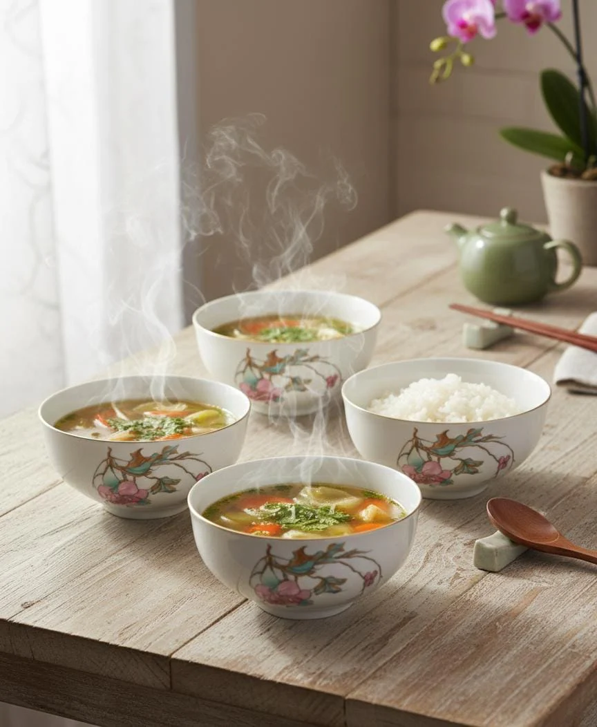 Angela Floral Charm 6-Piece Ceramic Bowl Set – White (5.5 inch) - Image 3