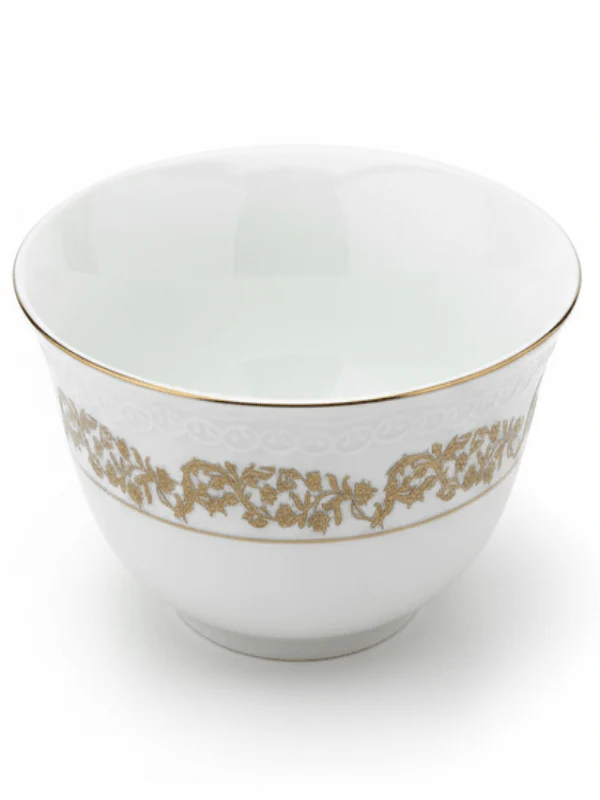 Angela Porcelain Bowl 11 cm – White with Gold Floral Border Design, Premium Porcelain Bowl