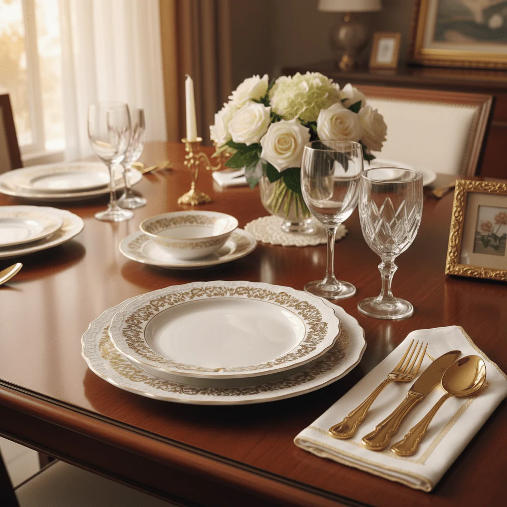 Angela Porcelain Side Plate 19 cm – White with Gold Floral Border Design, Premium Porcelain - Image 2