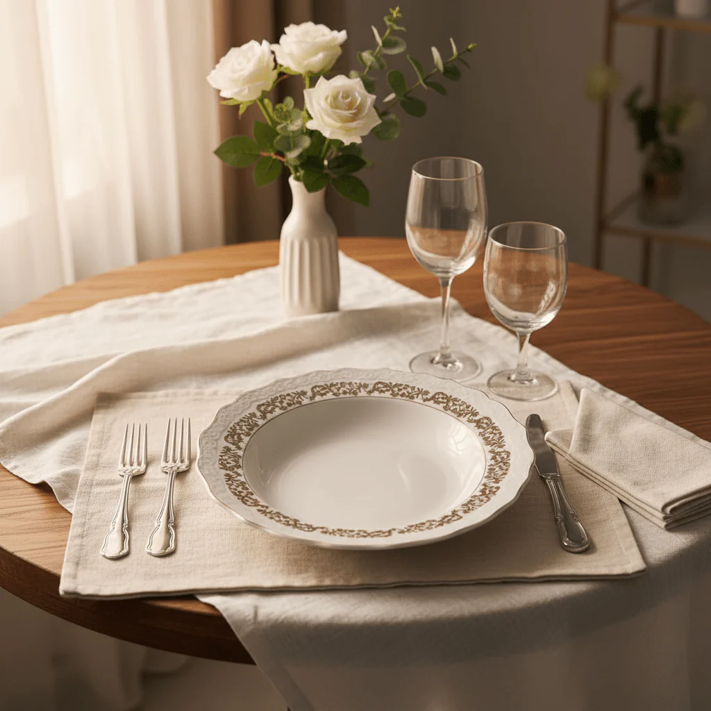 Angela Porcelain Soup Plate 22 cm – White with Gold Floral Border Design, Premium Soup Plate - Image 2